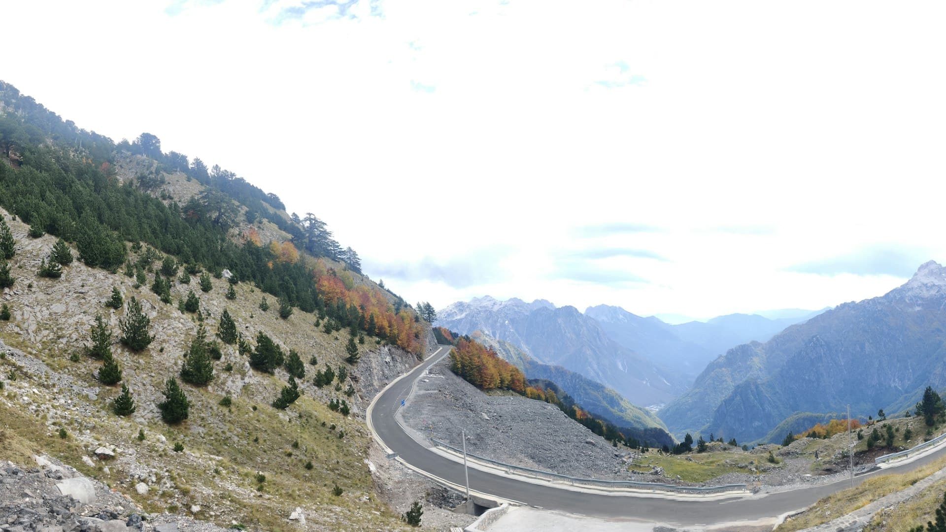A mountain pass road through the Albanian Alps