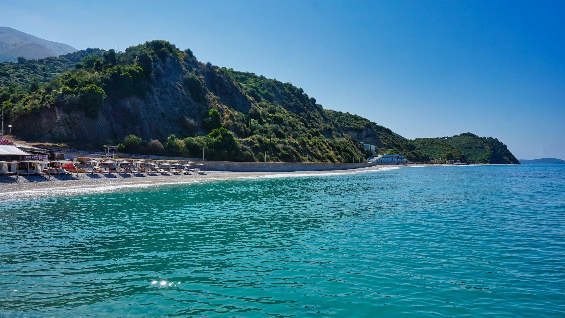 A turquoise Riviera beach at Dhermi, Albania