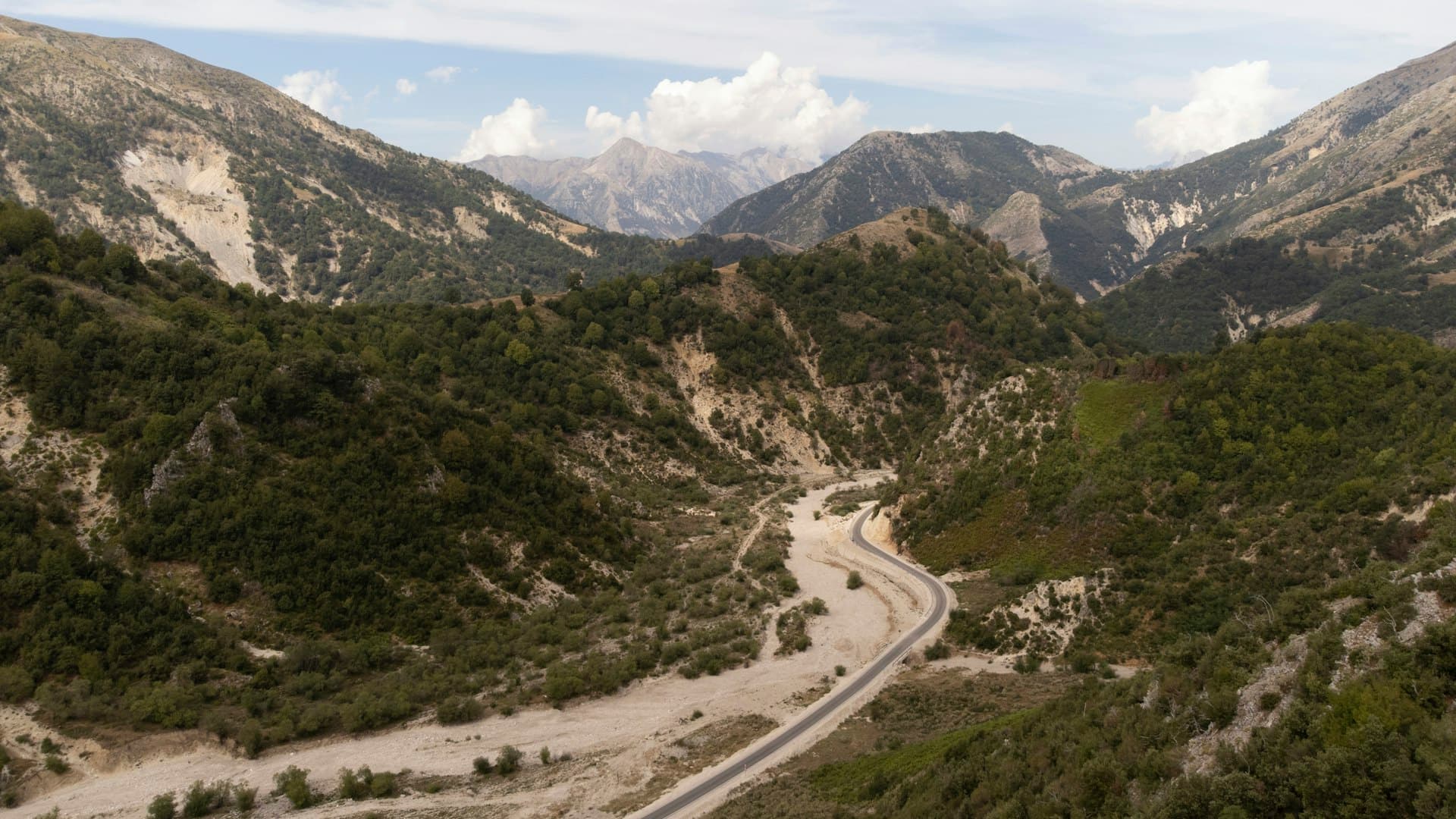 A car on a mountain road in southern Albania